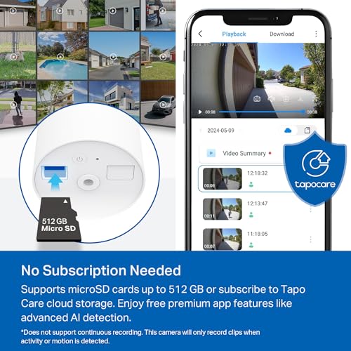 Tapo TP-Link SolarCam C402 Kit, Outdoor Battery Camera w/Solar Panel, Wireless, 1080P, Free Person/Vehicle Detection, SD/Cloud Storage, Color Night Vision, No Hub Needed, Works w/Alexa & Google Home