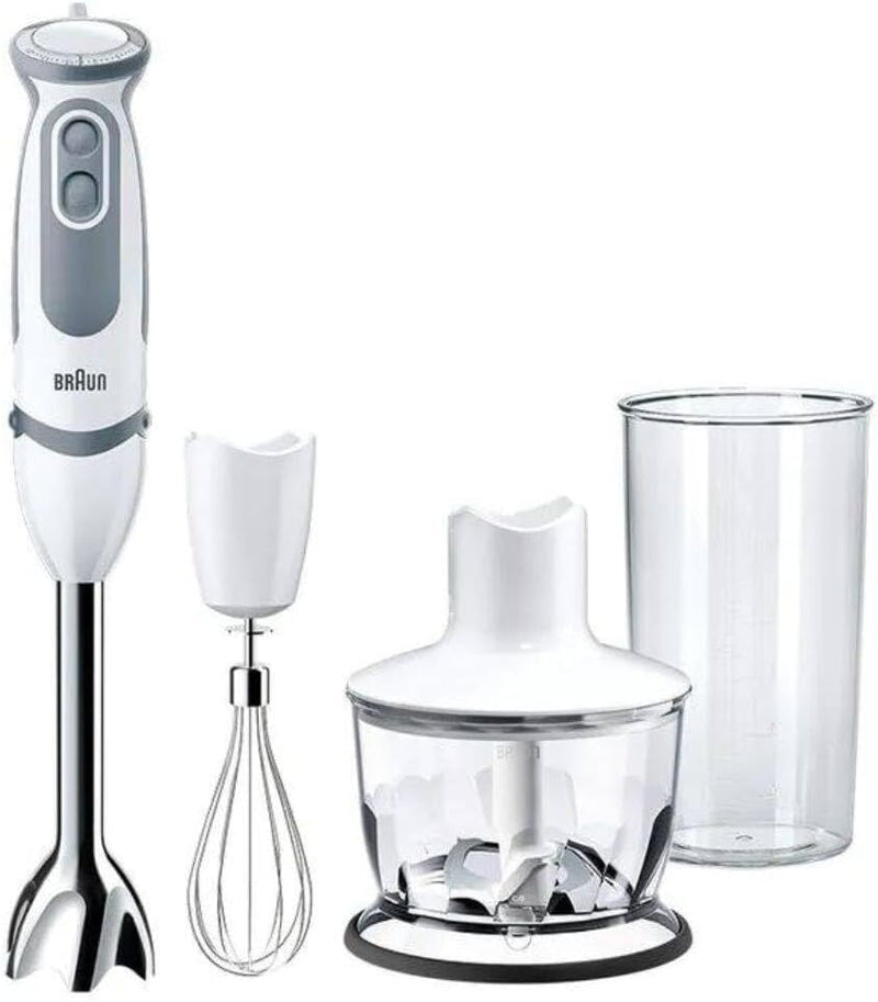 Braun Multiquick 5 Hand Blender, 1000 Watts, 21 Speeds, 1.5 L Food Processor, 500ml Chopper, Whisk, Beaker, Splash Control, PowerBell Plus Technology, MQ 5285 - Black - 4-in-1 (A)