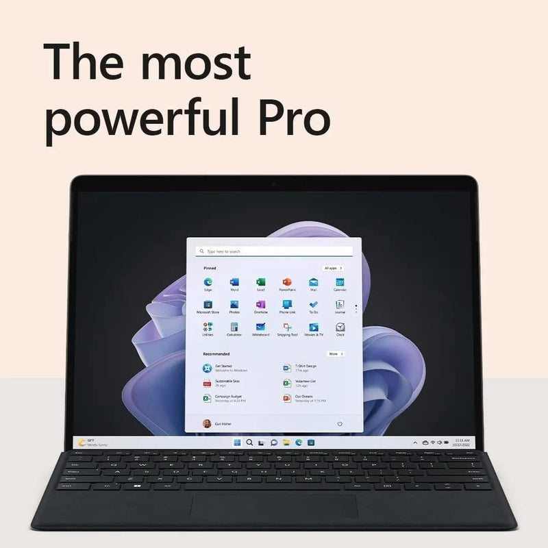 Microsoft Surface Pro 9 with 2880 X 1920 (267 PPI) PixelSense Display, Intel Core i7-1255U, Integrated graphics, 16GB RAM, 1TB SSD, Windows 11, Platinum - [QKI-00008] Device Only - Silver