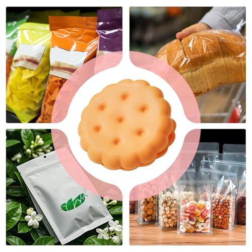 Bag Clips for Food Storage, 2 Pack Snacks Sealing Clip, Storage Gadgets, Household Food Preservation, Cookie Shaped Kitchen Accessories for Indoor Kids Adults Outdoor Travel