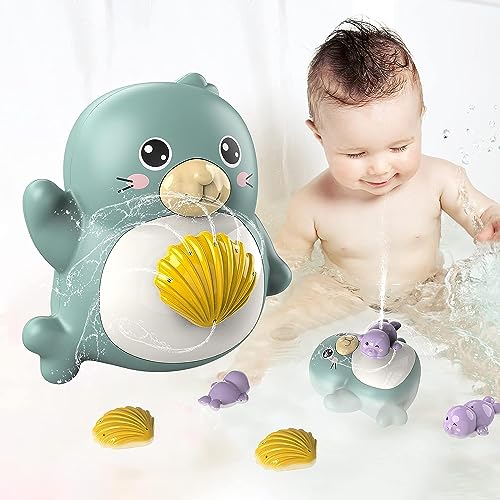 Azonee Baby Bath Toys, 4 Pcs Little Boat Train Bath Toy, Bath Toys Bathtime Floating Boat Plastic Ship Model for Toddlers Kids, Birthday Gift for Kids