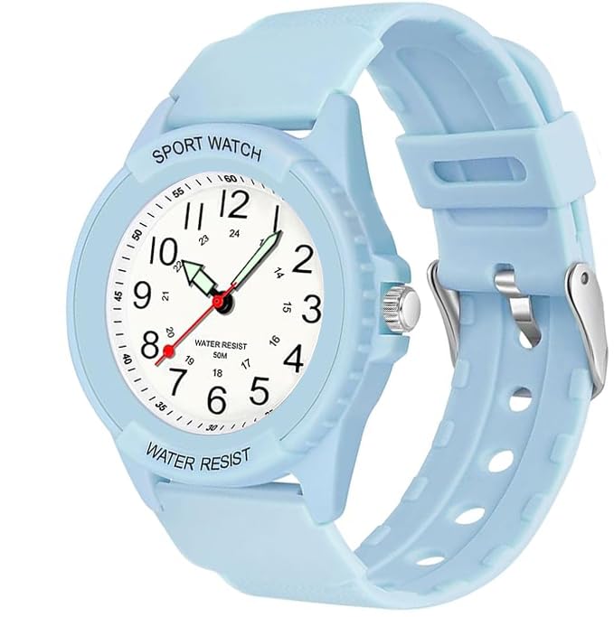 BananaHome Kids Analog Watch with Light for Boys Girls, Waterproof Time Teaching Watch with Soft Band, Learning Time Wrist Watch Easy to Read for Children Great Gifts