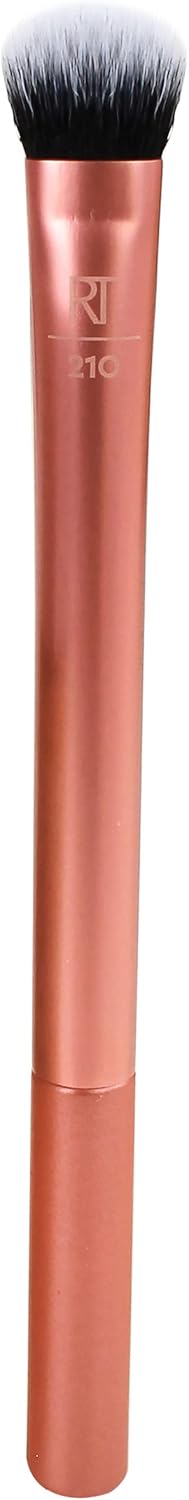 REAL TECHNIQUES Seamless Complexion Makeup Brush, Four Foundation, Primer, And Moisturizer, Makeup & Skincare Face Brush, Streakfree And Natural Finish, Orange, 1 Count