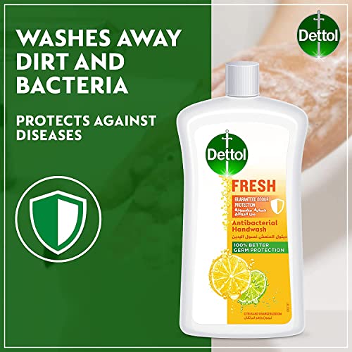 Dettol Fresh Liquid Handwash Pump, Citrus & Orange Blossom Scent, 1L x 2