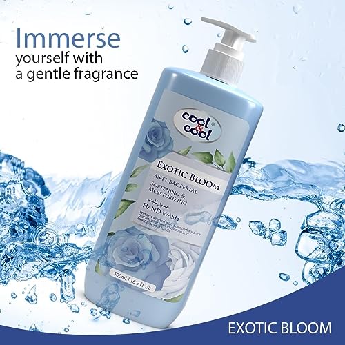 Cool & Cool Hand Wash Twin Pack (500Ml x 2)- Divine Essence and Exotic Bloom Scented Anti-Bacterial,Skin-Softening & Moisturizing Liquid Hand Wash 1Liter