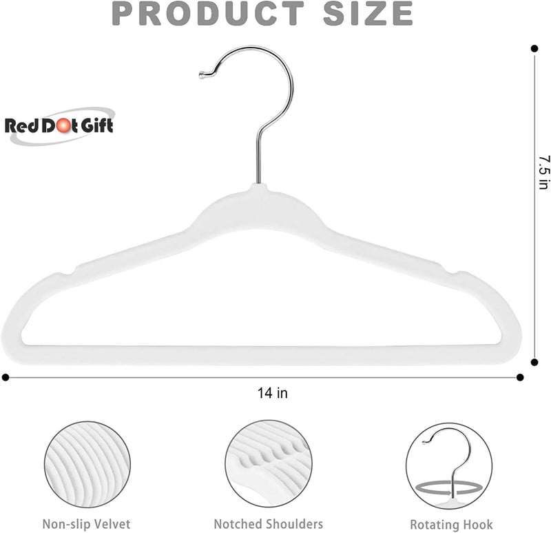 Red Dot Gift® 30-Pack Beige Velvet Kids Hangers - ( 35cm / 14 Inch )Premium Childrens Hangers for Closet, Ultra Thin Cute Hangers Kids Clothes Hanger,Small Hangers for Kids Clothes (Beige, 30)