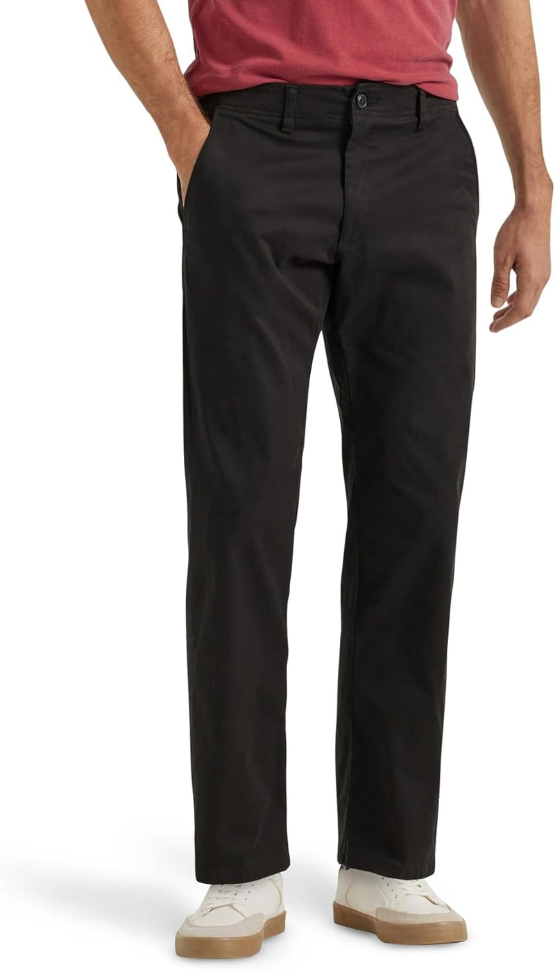 Lee Men's Extreme Motion Flat Front Regular Straight Pant - Black