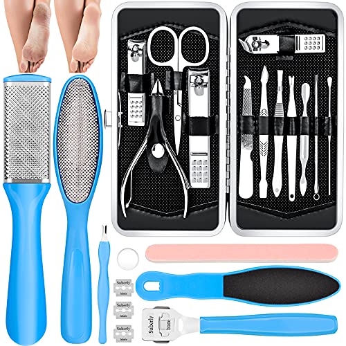 AMEILOZ 23 in 1 Professional Pedicure Tools Stainless Steel Foot Care and Nail Tools Set, Blue