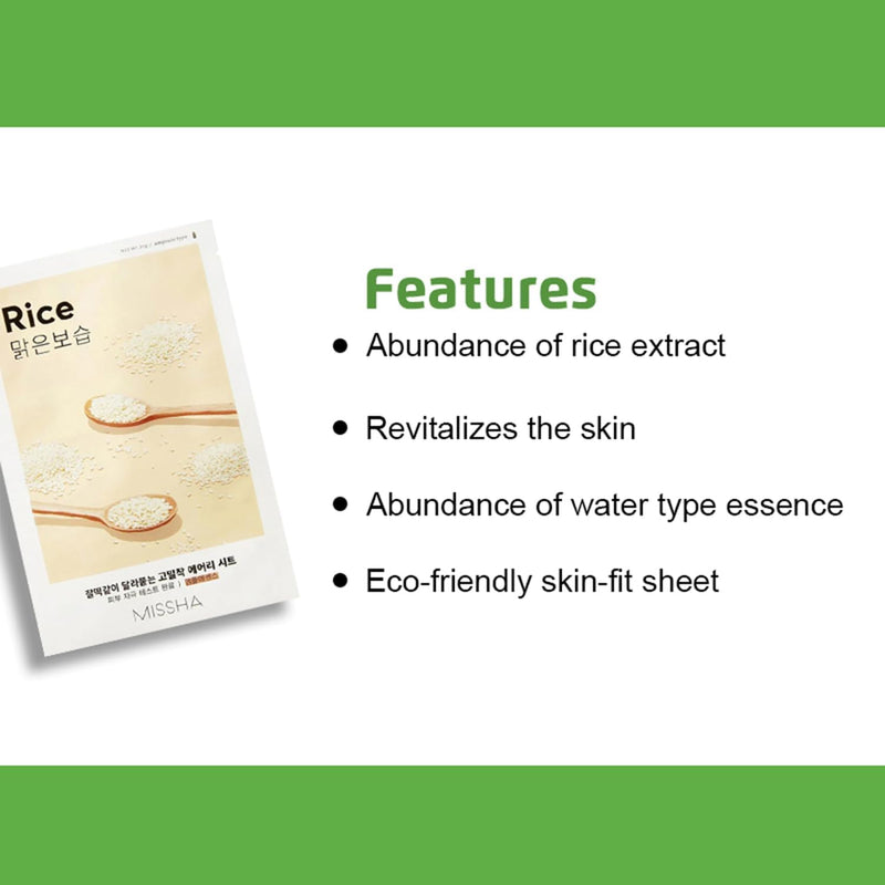 Airy Fit Sheet Mask, Rice - Set of 1