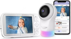 Hubble Connected Nursery Pal Glow Plus - 5-Inch Smart Hd Video Baby Monitor For Babies Wireless Security Camera With Infrared Night Vision - Two-Way Intercom, Room Temp Monitoring-White