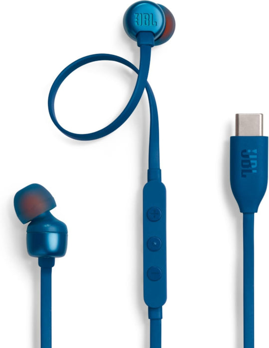 JBL Tune 110 Wired In-Ear Headphones, Deep and Powerful Pure Bass Sound, 1-Button Remote/Mic, Tangle-Free Flat Cable, Ultra Comfortable Fit - Black, JBLT110BLK