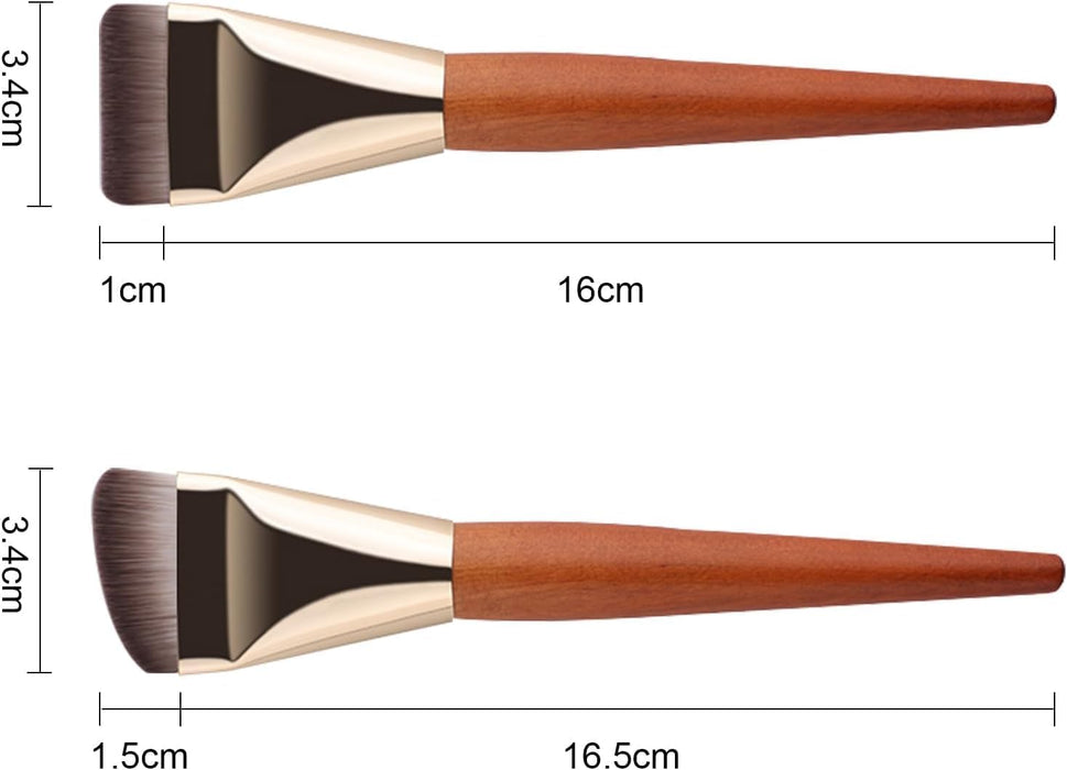 2 Pcs Flat Foundation Brush, Mini Nose Contour Brush, Face Makeup Brush for Liquid Makeup, Ultra Thin Liquid Foundation Brushes for Blending, Cream