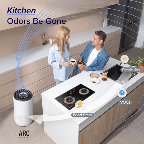 LEVOIT Air Purifiers for Large Home Bedroom 83m², CADR 400m³/h, Alexa Enabled, H13 HEPA Filter with PM2.5 Intelligent Air Quality Sensor, Removes 99.97% Pollen Allergy Dust Smoke Pet, Auto Mode, White