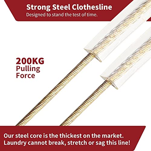 Betsey® Heavy Duty Steel Wire Plastic Coated Clothesline Rope with Five pcs Glow Sticks, Washing Line Rope, Cloth Hanging Wire, Steel Laundry Wire, Portable Clothes Line Rope