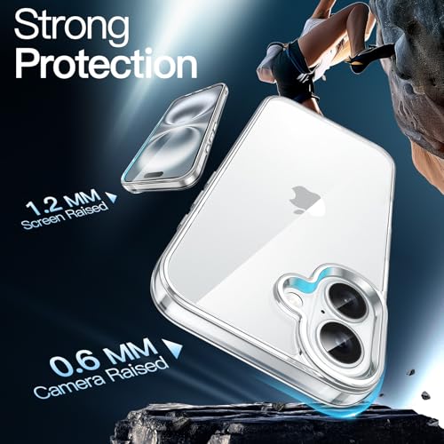 JETech Case for iPhone 16 6.1-Inch, Non-Yellowing Shockproof Phone Bumper Cover, Anti-Scratch Clear Back (Clear)
