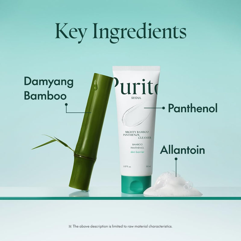 Mighty Bamboo Panthenol Cleanser, Gentle Face Wash for Moisturizing, for Sensitive Skin, Vegan & Cruelty-Free Face Cleanser150ml / 5.07 fl. Oz.