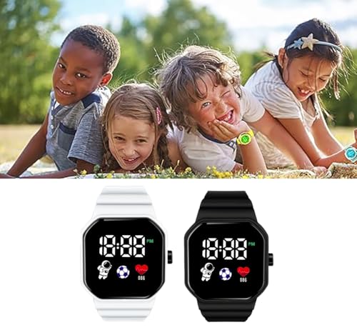 2 Pack Kids Watchs for Boys Cute Cartoon Wrist Watch Gift Fun Lights Digital Sport Boy Watch Outdoor Boys Watch Ideal Gift for Toddlers Children