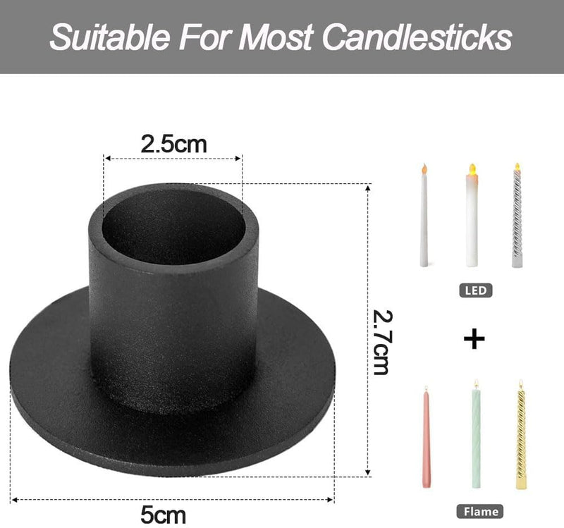 Goodern Taper Candle Holder,4PCS Black Matte Iron Candlestick Holders Table Centerpiece Candlestick Holders Bulk Retro Black Taper Candle Holders for Home Decoration Wedding Anniversary Party Dinner