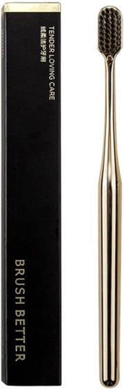 Gold Color Toothbrush, Soft Charcoal Toothbrush, Home Hospitality Travel Toothbrushes, Luxury Plated Gold Color Manual Toothbrushes, Small Head Toothbrushes, Deep Cleaning, for Adults