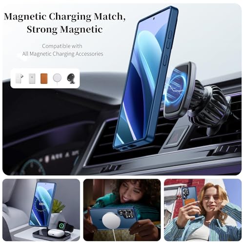 Strong Magnetic Case for Samsung Galaxy A56 5G, Compatible with Magnetic Charging, Slim Translucent Matte Military Grade Drop Protection Rugged Magnetic Case (Black, Samsung Galaxy A56 5G)