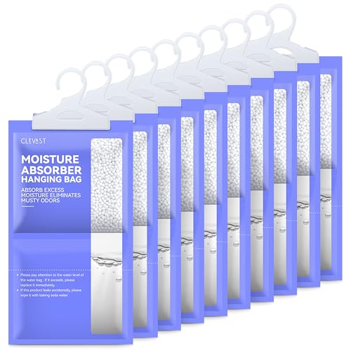 CLEVAST Moisture Absorbers Packets (230g/pack) - 10 Pack, Dehumidifier Bags for Closet, Hanging Humidity Absorber in Wardrobes, Bedrooms, Bathrooms