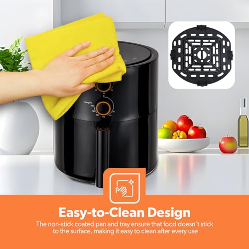 Geepas Air Fryer- GAF37513/ 4.0 L Pot, Non-Stick Coating, with Vortex Frying Technology/Multiple Function, 1-60 Min Timer, Temperature 80-200 Degree Celsius|2 Years Warranty, Black