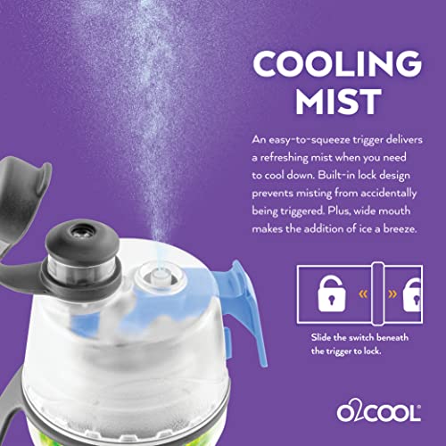 O2COOL Mist 'N Sip Misting Water Bottle 2-in-1 Mist And Sip Function With No Leak Pull Top Spout (Tie Dye Blue)