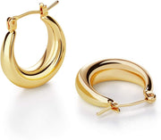 Chunky Gold Hoop Earrings for Women Cute Fashion Hypoallergenic earrings Minimalist Jewelry Gift - Gold