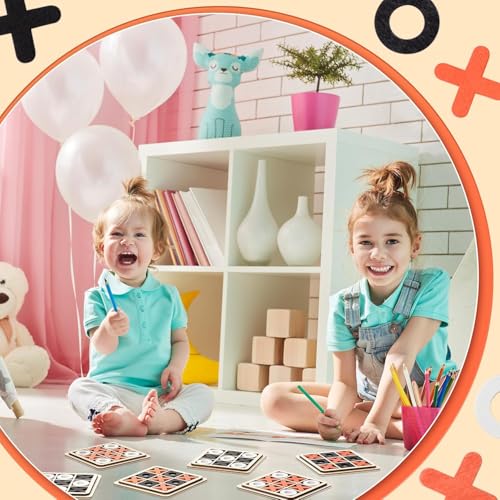 AYEBIA 12 Pcs Wooden Tic Tac Toe Game Mini Family Board Games Classical Puzzle Game XO Chess Board Game Educational Toys Strategy Board Game for Teens Adults
