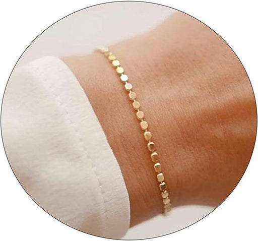Dainty Gold Dot Bracelet for Women 14K Gold Plated Lightweight Chain Bracelet Cute Tiny Dot Bracelet Charm Bracelet Minimalist Handmade Jewelry Gift