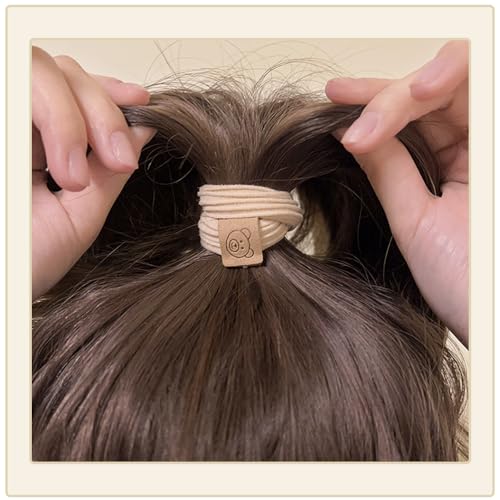 10 Pcs High Elastic Hair Ties Seamless Ponytail Hairbands Hair Bands Durable Hair Accessories for High Ponytail, Bun, Workout (Striped Bear)