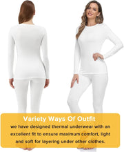 Women Thermal Underwear Set,Ladies' Tops and Pants,Thickened with Velvet,Round Neck Thermal Underwear,Soft and Skin Friendly,Suitable For Daily Wear and Outdoor Sports Matching