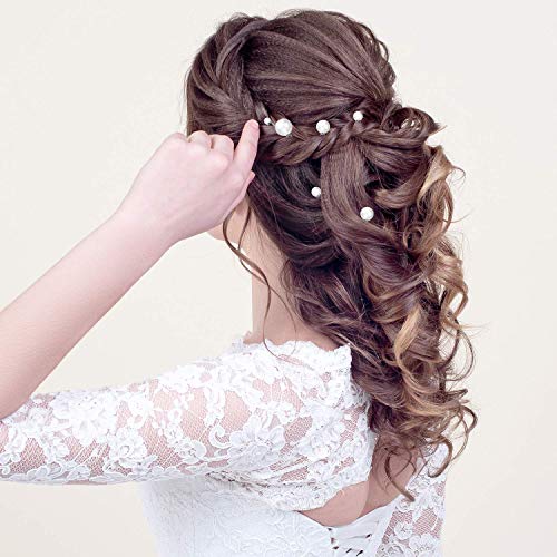Yplun 18 Pcs Wedding Pearl Hair Pins - Bridal Pearl Rhinestone Hair Pins - Hair Accessories for Bride Bridesmaid Women Girls (Gold)