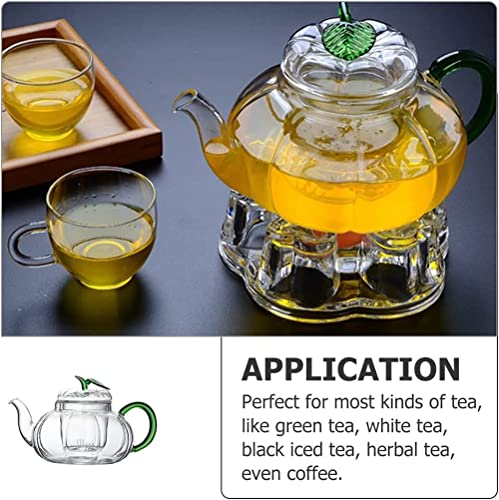 SYOSI Glass Teapot with Infuser Stovetop Tea Kettle for Loose Leaf Tea Kung Fu Glass Teapot Tea Maker Stovetop Safe Glass Teapot with Lids Handle for Home Office, 600ml