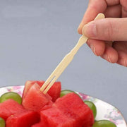 Bamboo Forks 9cm,(50pcs) Mini Food Picks for Party, Banquet, Buffet, Catering, and Daily Life. Two Prongs - Blunt End Toothpicks for Appetizer