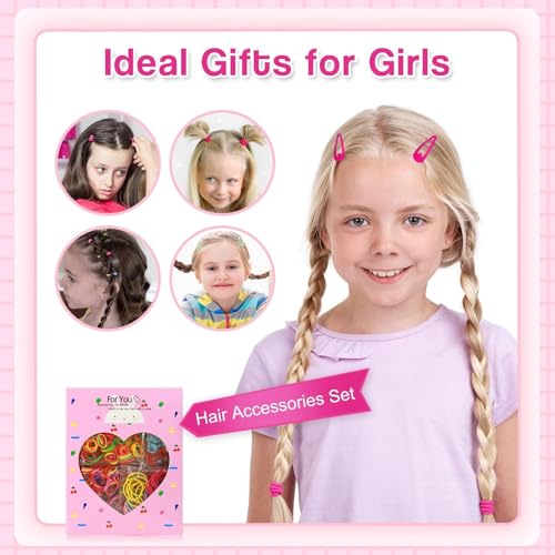 Idrese 1110 Pcs Hair Accessories Gift Box for Girls,Elastic Hair Ties,Big Bows Decorative Spring Hair Clip,Colorful Cute Hairband Sets with Box for Girls,and Women