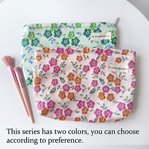 STARDW Flower Cosmetic Bags Makeup Bags for Women and Girls,Travel Makeup Bag Large Capacity Canvas Makeup Bag,Makeup Organizer Bag Zipper Pouch, Embossed pink, Large Capacity Aesthetic Makeup Bags