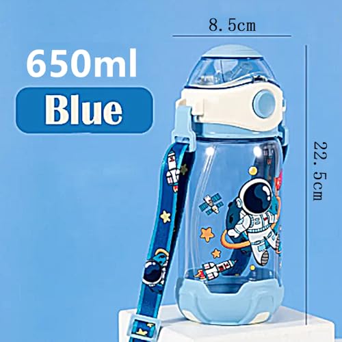 Kids Water Bottle 550ml / 18oz ? Fun Cup Design with Wheels & Strap ? Portable, Spill-Proof Bottle with Straw for Boys & Girls ? Great for School, Camping & Travel