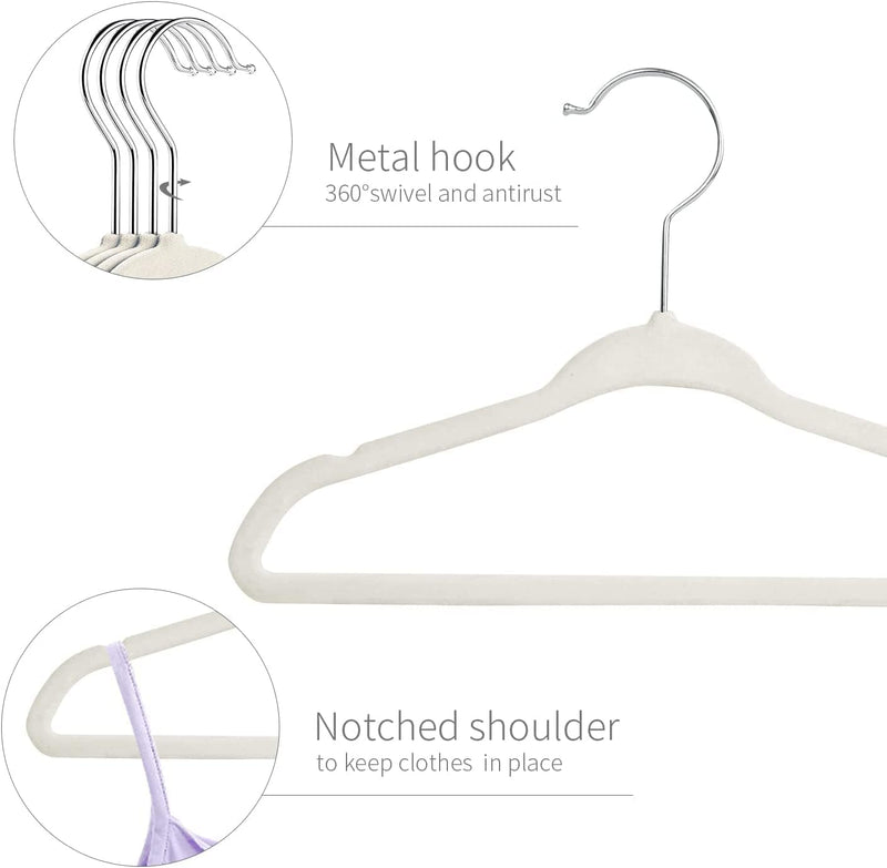 ManGotree Baby Velvet Hangers, Infant and Toddler Hangers, Non-Slip Children Hangers, Ultra-Slim Space Saving Kids Hangers, Sturdy Clothes Hangers 15 Pack (White)