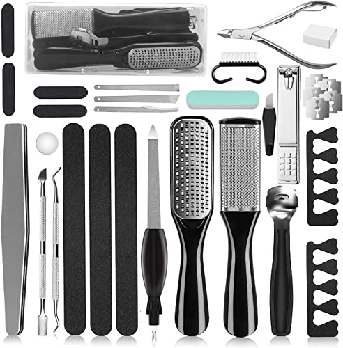 MINKINH Professional Pedicure Kit, 26 in 1 Stainless Steel Foot Care Tools With Foot File and Callus Remover for Men Women Travel