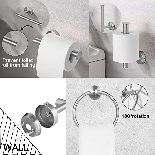 Shamyoy Brushed Nickel 16 Inch Towel Racks for Bathroom Hardware Accessories Set Towel Bar Set 5 Pieces Wall Mounted