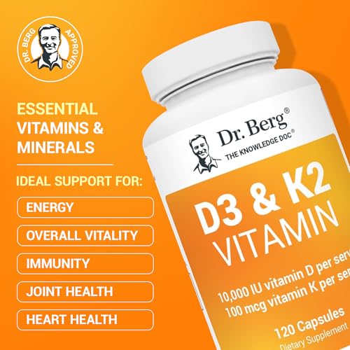 Dr. Berg Nutritionals Berg's D3 & K2 Vitamin Supplement With Purified Bile Salts - 120 Capsules
