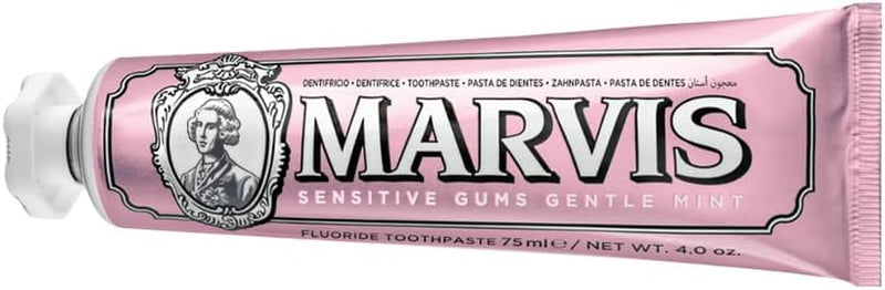 Marvis Sensitive Gums Gentle Mint Toothpaste, 75 ml, Sensational Flavoured Toothpaste Helps Remove Plaque & Reduce Gum Sensitivity, Lasting Freshness