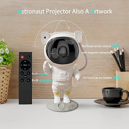 AWH CLOSUNT Space Buddy Projector, Astronaut Light Projector, Star Galaxy Night Lights, Nebula Galaxy with Timer and Remote, Kids Gaming Room Bedroom Decor, Christmas, Great Gift for Kids