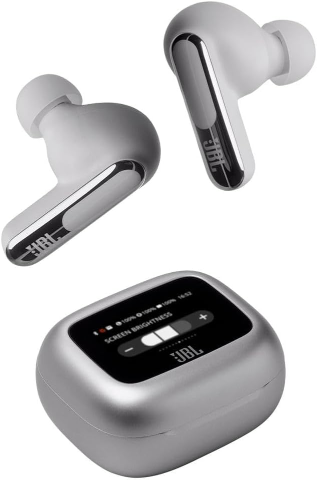 JBL LIVE FLEX 3 True wireless noise-cancelling earbuds with open-stick design and 50 hours total playback plus wireless charging, Blue