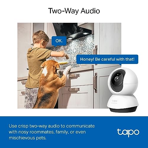 Tapo TP-Link 2K QHD Pan/Tilt Security Camera for Pet Camera, Baby Monitor, Motion Detection, Motion Tracking, 2-Way Audio, Night Vision, Cloud &SD Card Storage, Works w/Alexa & Google Home( C220)