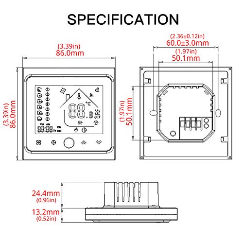 MOES WiFi Smart Central Air Conditioner Thermostat Temperature Controller Fan Coil Unit Works Amazon Alexa Echo Google Home 2 Pipe Tuya - 220 Volts