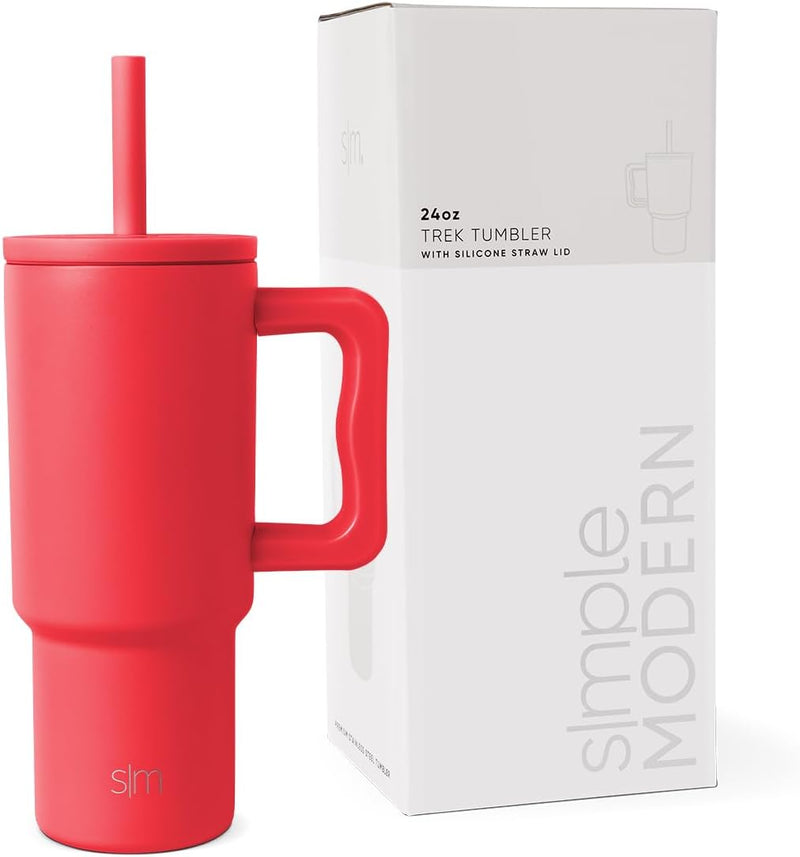 Simple Modern Kids 24 oz Tumbler with Handle and Silicone Straw Lid | Spill Proof and Leak Resistant | Reusable Stainless Steel Bottle | Gift for Kids Boys Girls | Trek Collection | Asteroid