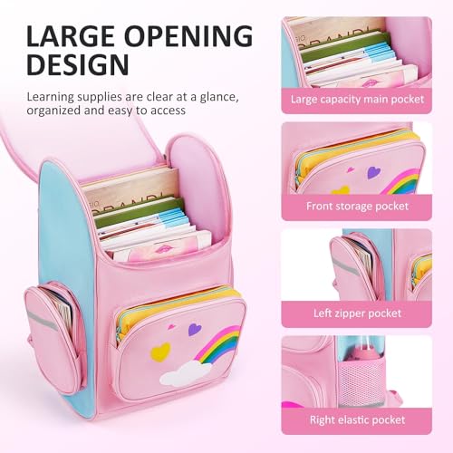 BAOLY Unicorn Backpacks for Kids, Lightweight Pink School Backpack for Girl, Durable & Waterproof Schoolbag, Student Backpack Bag and Primary Kids Backpack 16inch for 5 6 7 8-10 Years Old