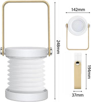 Foldable Camping Lantern with Wooden Handle - Portable LED Lamp, 3-Level Brightness Touch Control Retractable Reading Light, USB Charging Eye-Caring for Bedroom Bedside Study Office Outdoor